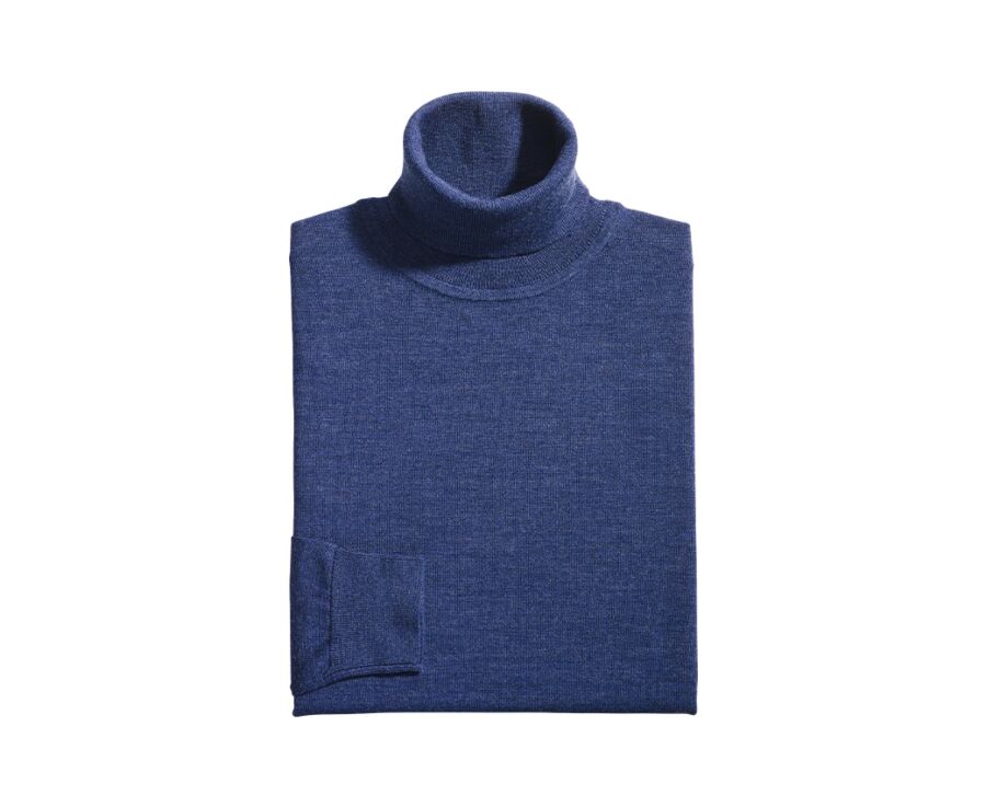 Pull col roulé homme Bleu Foncé Chiné  - EMERINOS