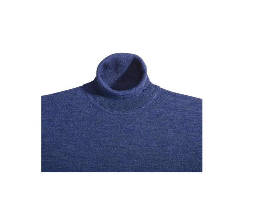 Pull col roulé homme Bleu Foncé Chiné  - EMERINOS