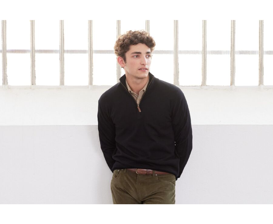 Pull col zippé homme Noir - VLARINOS