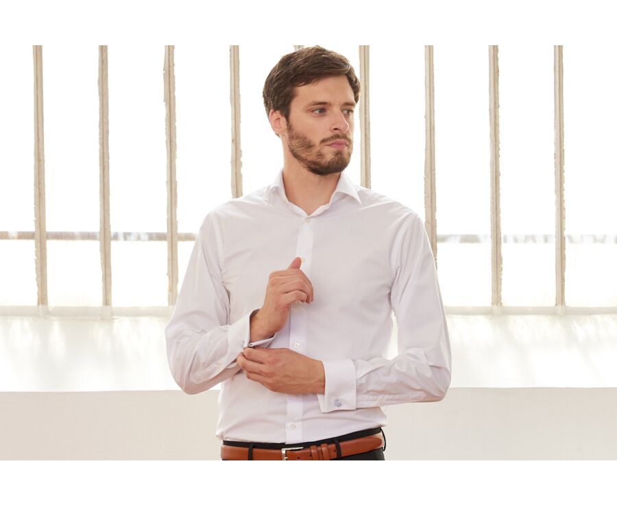 Chemise homme blanche à boutons de manchette - ALBERTINO CLASSIC