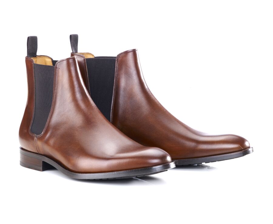 Chelsea boots semelle gomme homme Cognac patiné - TODDINGTON GOMME