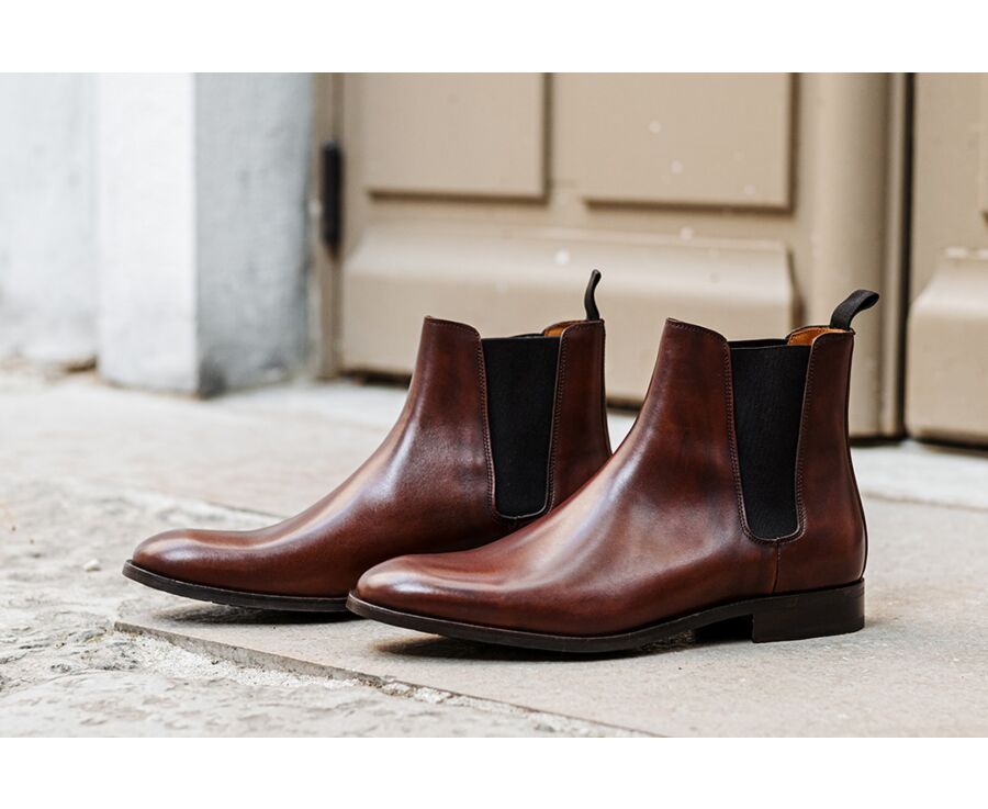 Chelsea boots semelle gomme homme Cognac patiné - TODDINGTON GOMME