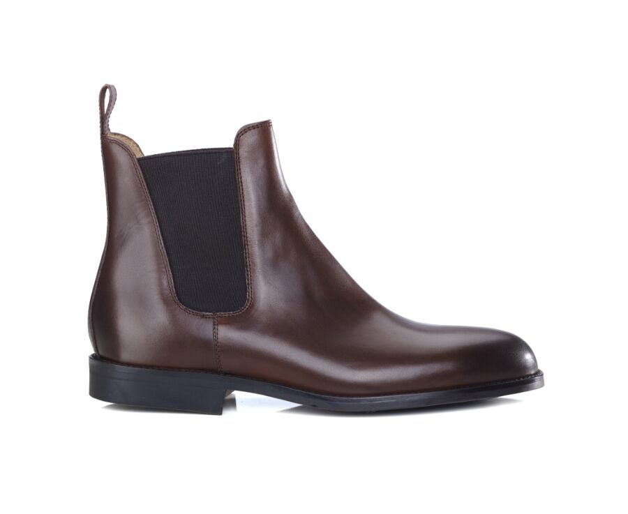 Boots cuir homme Chocolat Patiné - FLAGER GOMME VILLE