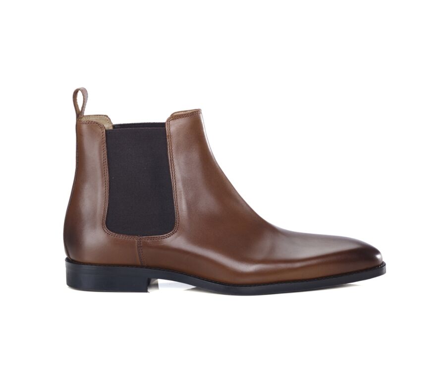 Boots cuir homme Châtaigne Patiné - BERGAME GOMME VILLE