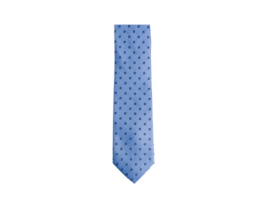 Cravate homme Soie Motif Micro Fleur Bleu Ciel et Gris