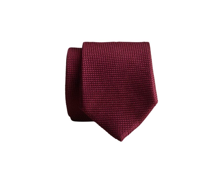 Cravate homme Soie Natté Unie Bordeaux