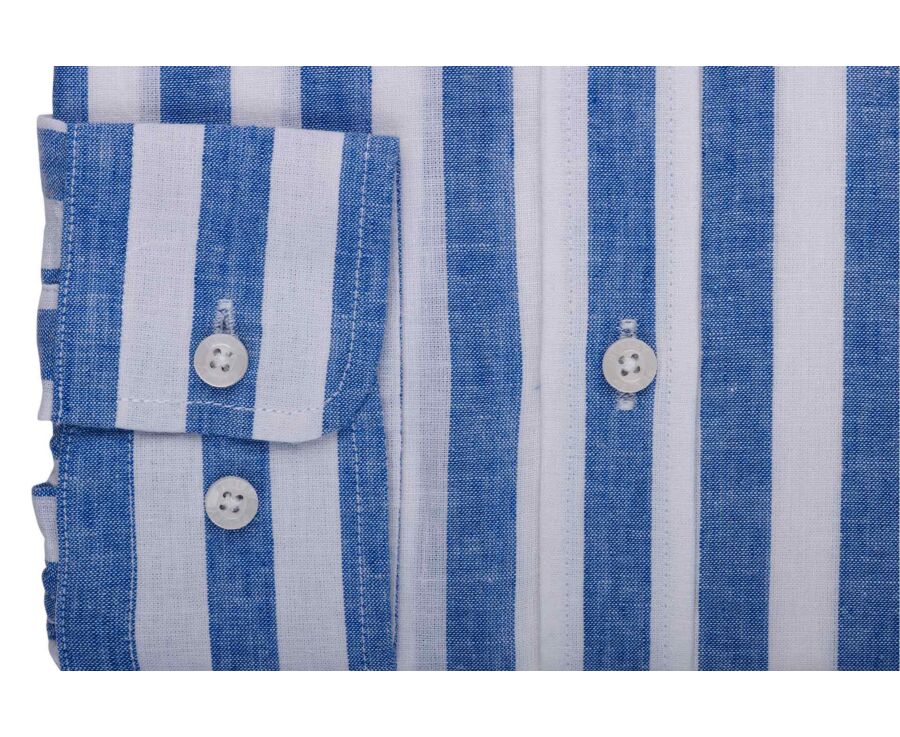 Chemise en coton et lin à rayures bleu et blanc - BRUNIEN