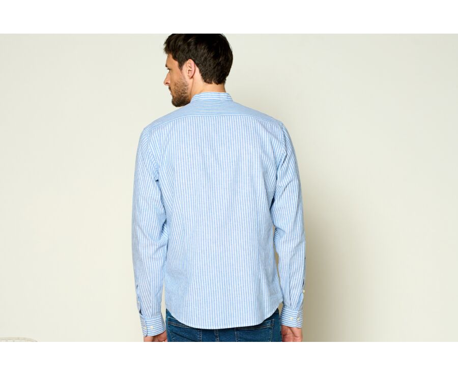 Chemise chambray à rayures fines Bleu Vintage & blanches - DALBERT
