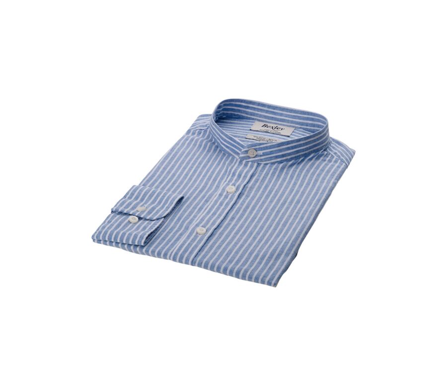 Chemise chambray à rayures fines Bleu Vintage & blanches - DALBERT
