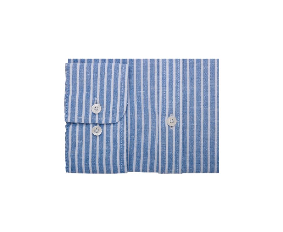 Chemise chambray à rayures fines Bleu Vintage & blanches - DALBERT