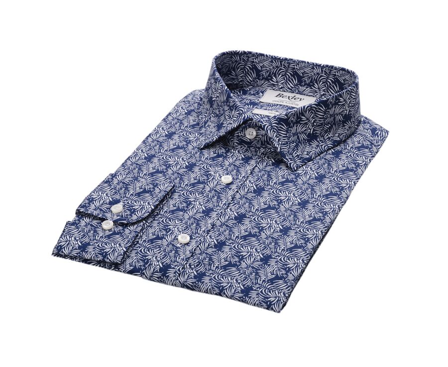 Chemise imprimée Navy et Blanche - Col français - BAPTISTIN