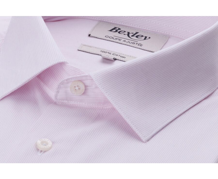 Chemise Rose et Blanche en coton - Col français - GUILHEM CLASSIC