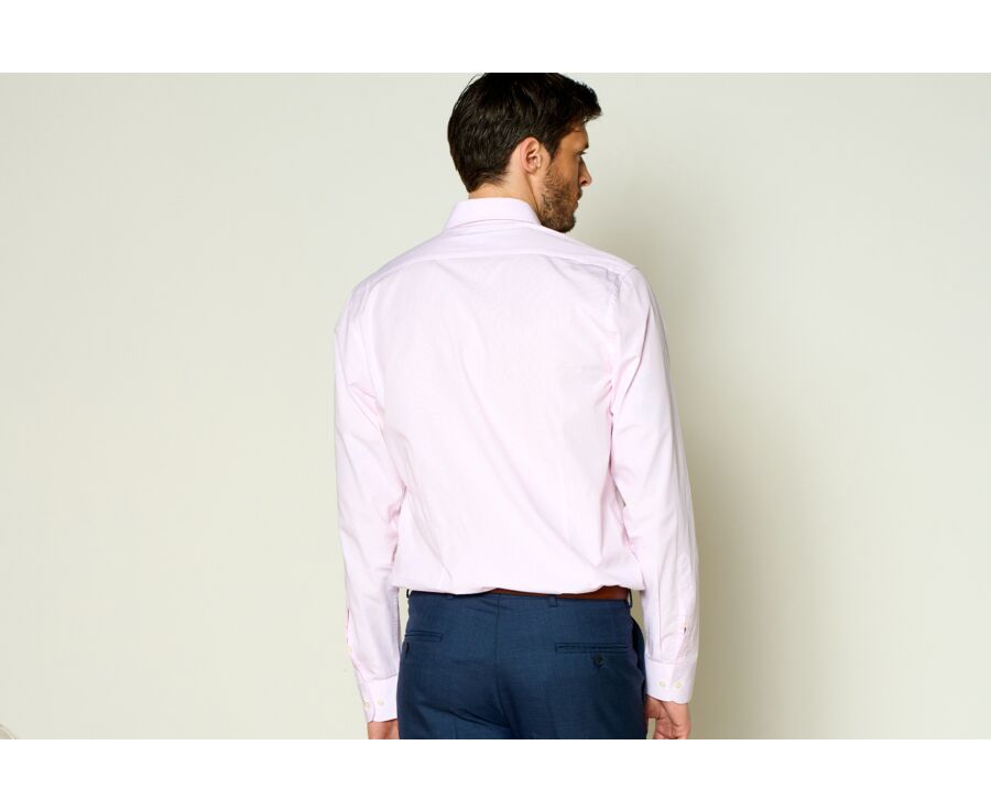 Chemise Rose et Blanche en coton - Col français - GUILHEM CLASSIC