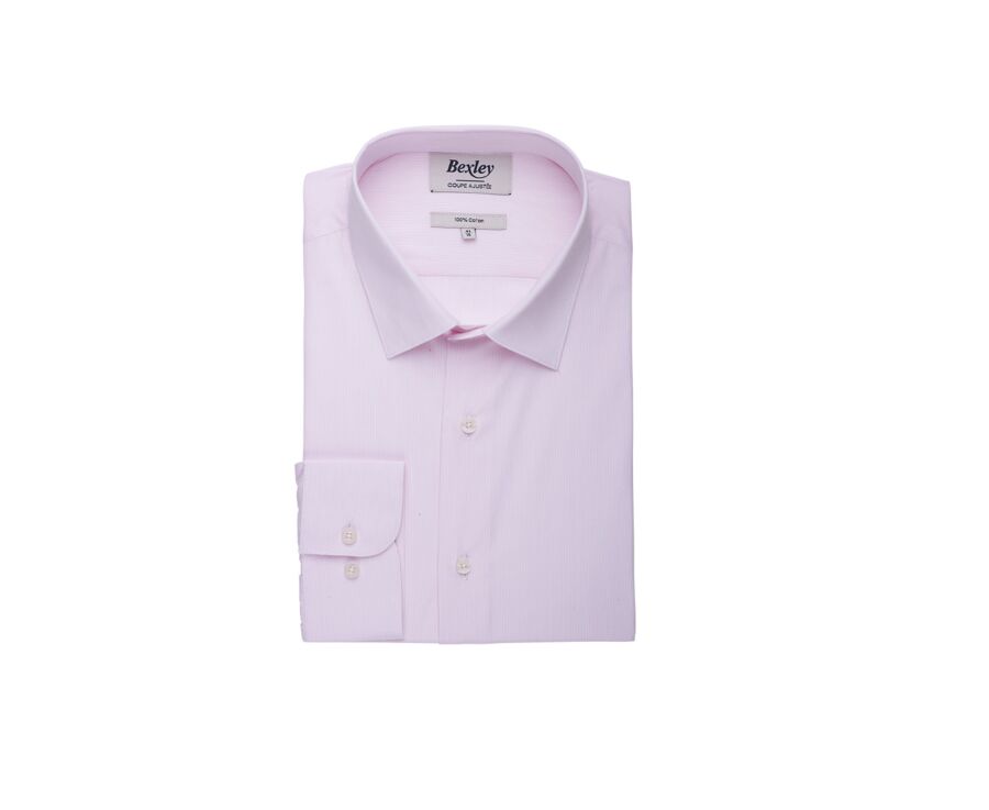 Chemise Rose et Blanche en coton - Col français - GUILHEM CLASSIC