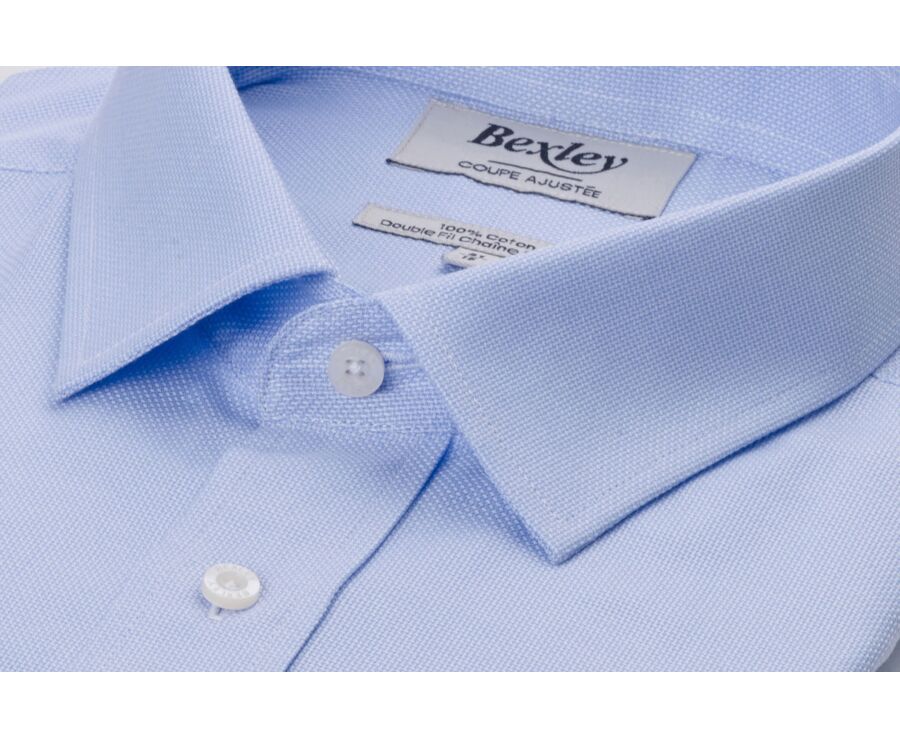 Chemise coton bleu clair - Col français - ANSBERT