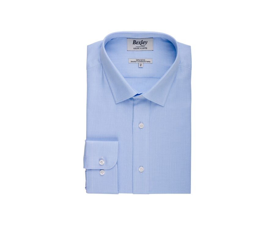 Chemise coton bleu clair - Col français - ANSBERT