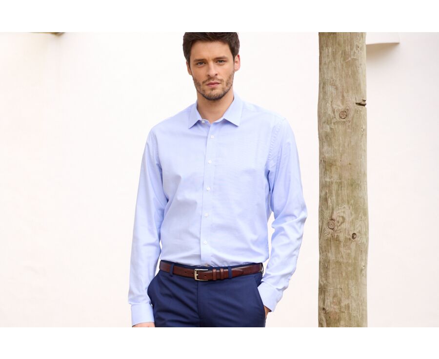 Chemise popeline rayée Bleu Ciel - CLAUDIEN