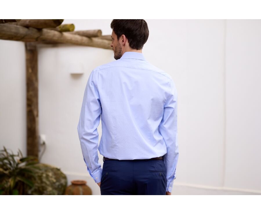Chemise popeline rayée Bleu Ciel - CLAUDIEN