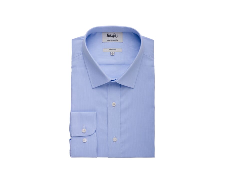 Chemise popeline rayée Bleu Ciel - CLAUDIEN