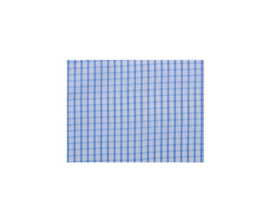 Chemise coton blanche à petits carreaux bleu clair - GLENN MC