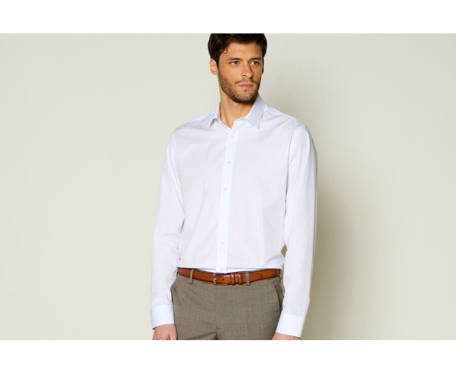 Chemise popeline rayée Blanc et Bleu Ciel - BERTHIN