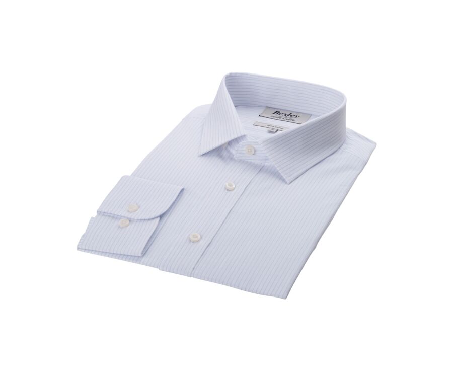 Chemise popeline rayée Blanc et Bleu Ciel - BERTHIN