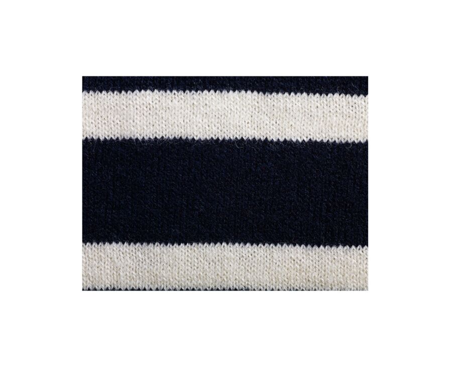 Pull col zippé marin coton bio/cachemire Marine et Ecru - VLADIAC