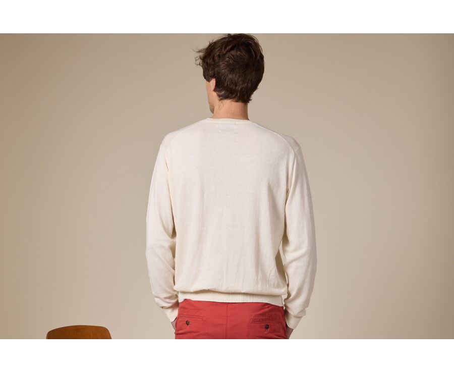 Pull homme coton-bio/lin col rond  Ficelle - CLINDMIR