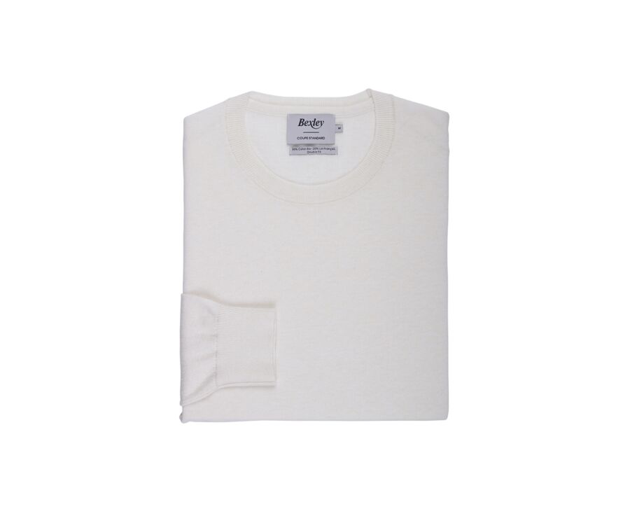 Pull homme coton-bio/lin col rond  Ficelle - CLINDMIR