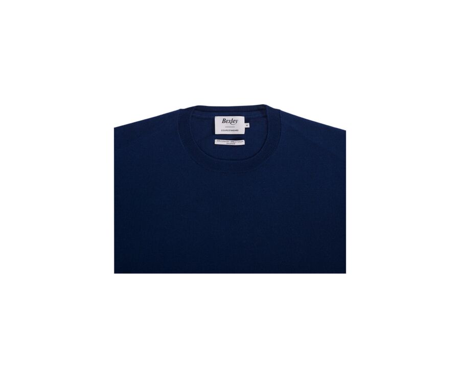 Pull homme coton-bio/lin col rond Navy Denim - CLINDMIR
