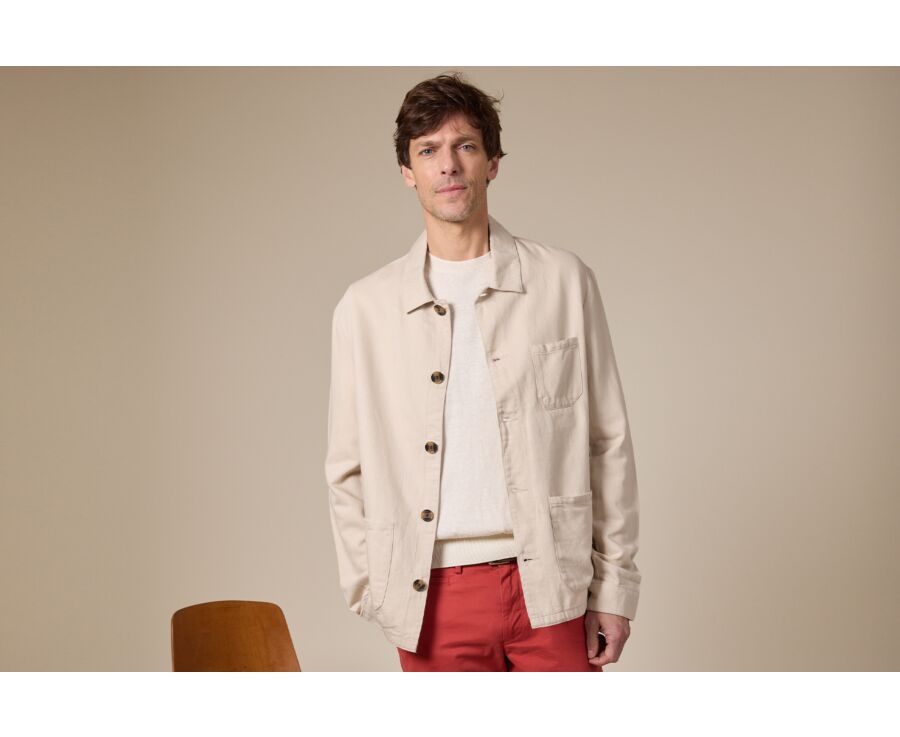 Veste de peintre coton/lin Ficelle - FAUSTINIEN