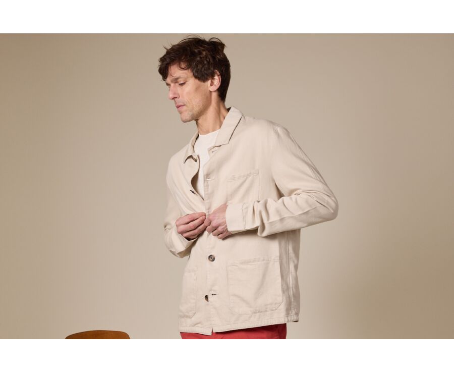 Veste de peintre coton/lin Ficelle - FAUSTINIEN