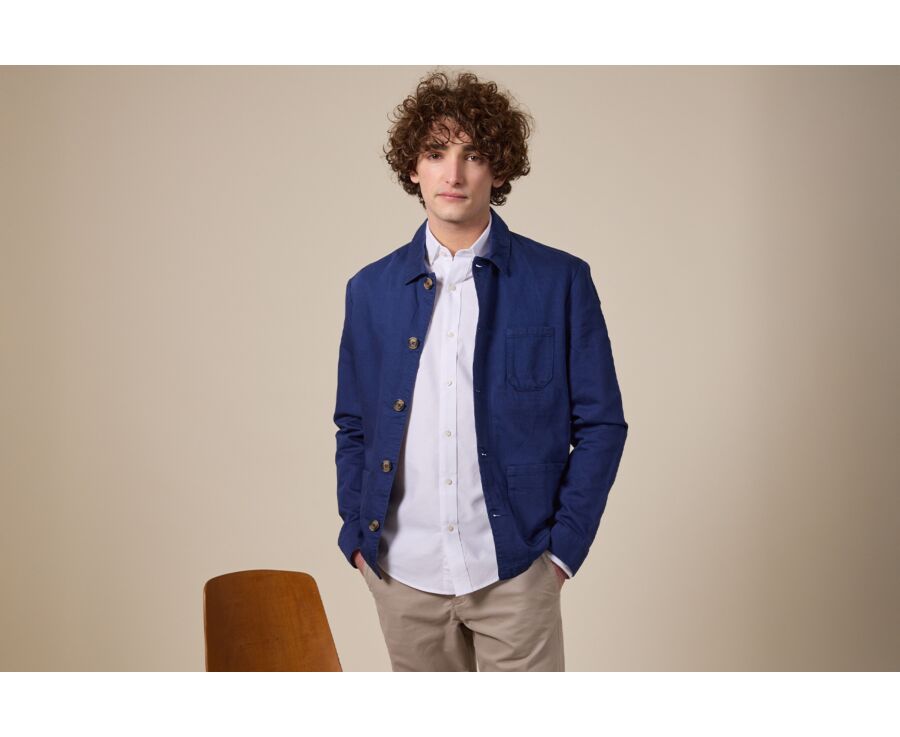 Veste de peintre coton/lin Indigo - FAUSTINIEN