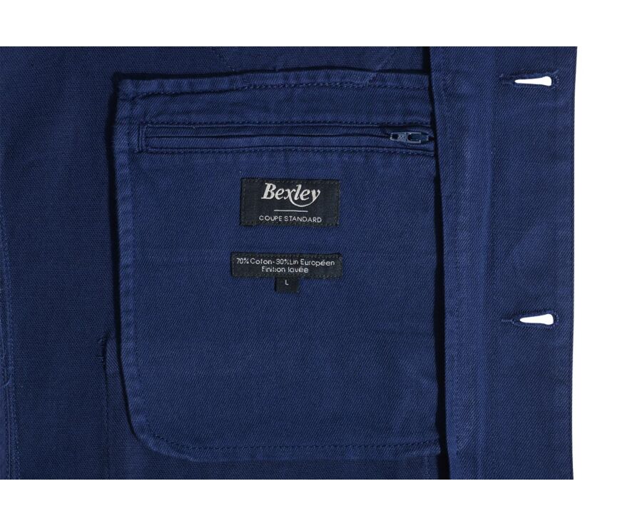 Veste de peintre coton/lin Indigo - FAUSTINIEN