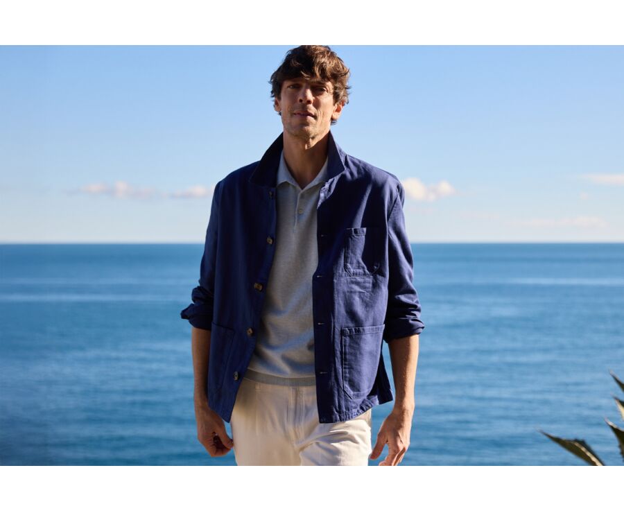 Veste de peintre coton/lin Indigo - FAUSTINIEN