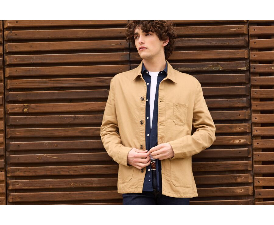 Veste de peintre coton/lin Désert - FAUSTINIEN