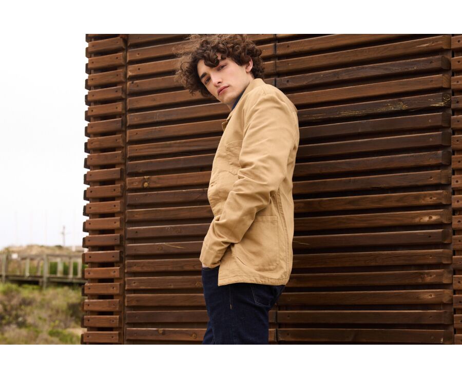 Veste de peintre coton/lin Désert - FAUSTINIEN