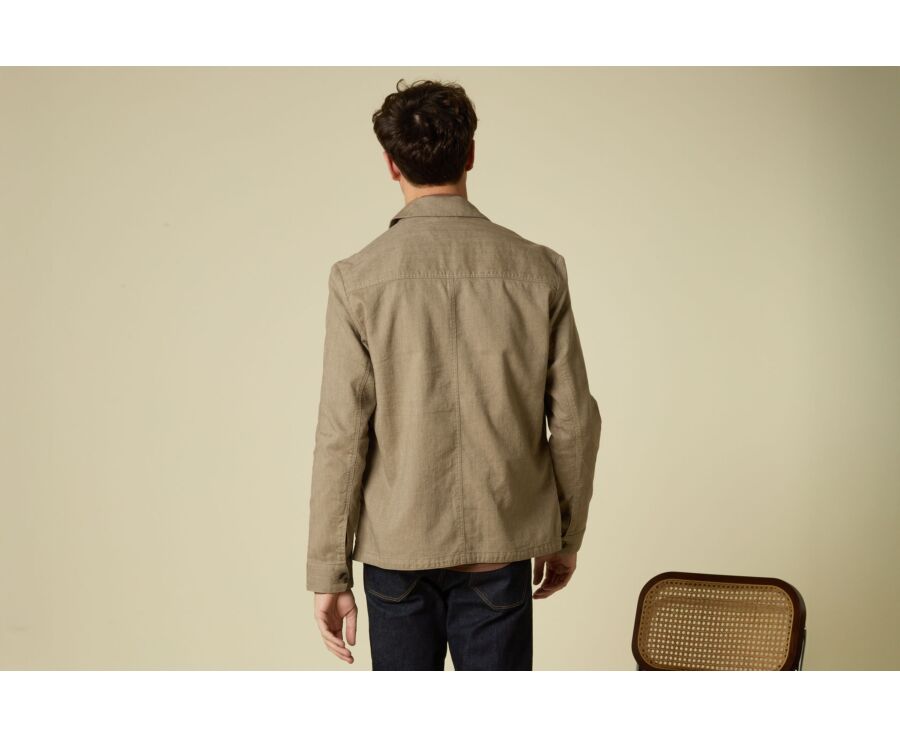 Veste de peintre coton/lin - Chevron Kaki - FAUSTINIEN