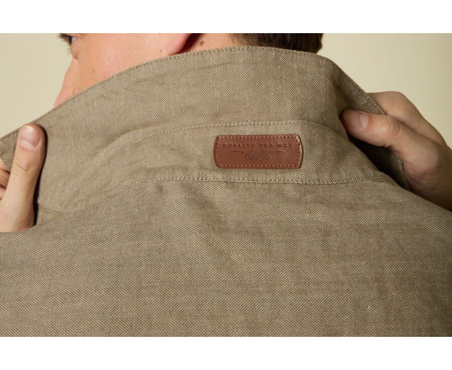 Veste de peintre coton/lin - Chevron Kaki - FAUSTINIEN