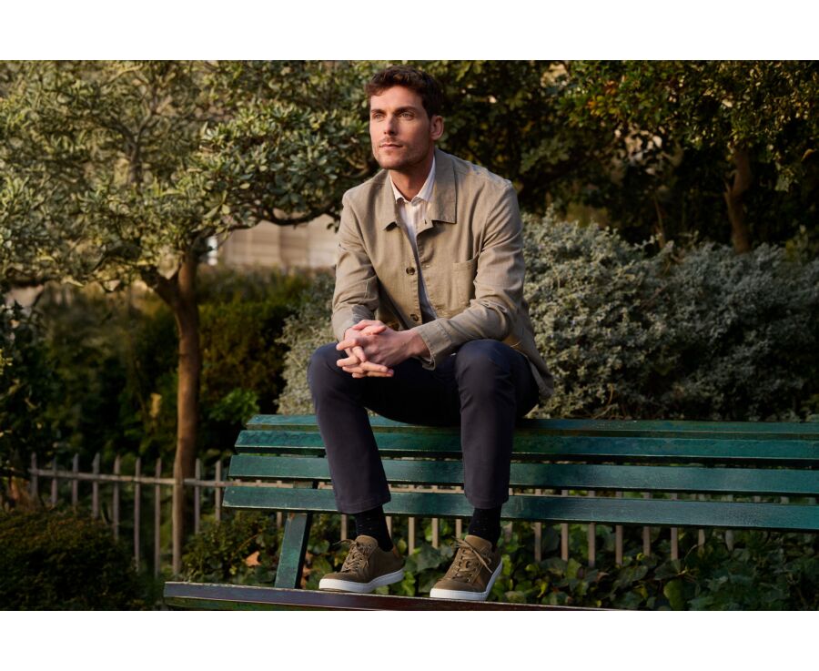 Veste de peintre coton/lin - Chevron Kaki - FAUSTINIEN