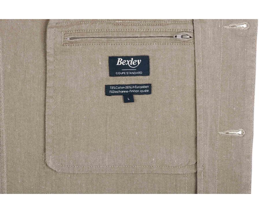 Veste de peintre coton/lin - Chevron Kaki - FAUSTINIEN