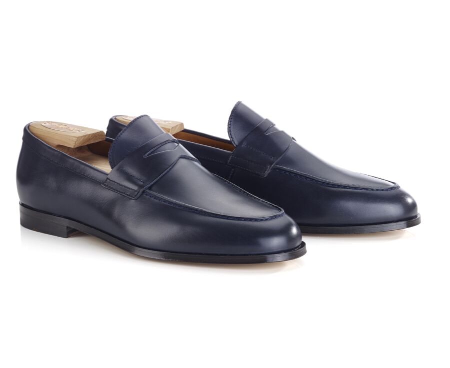 Mocassin pour Homme cuir Navy Patiné - DERYBROOK