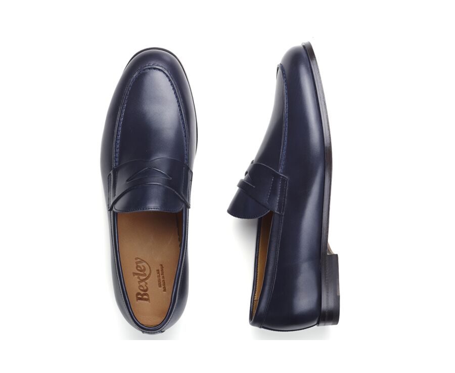 Mocassin pour Homme cuir Navy Patiné - DERYBROOK