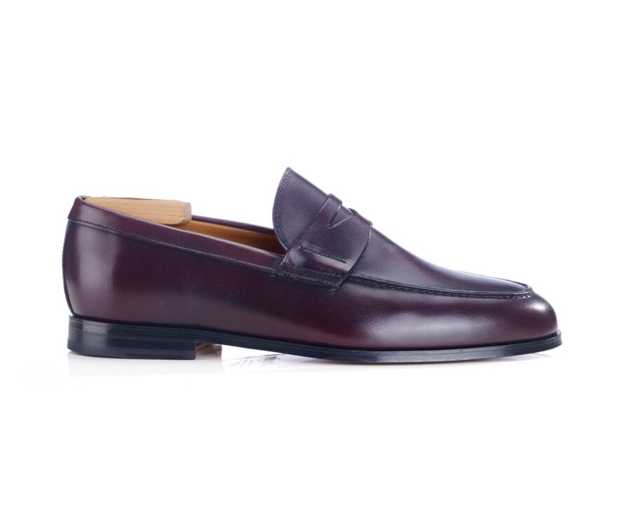 Mocassin pour Homme cuir Bordeaux Patiné - DERYBROOK