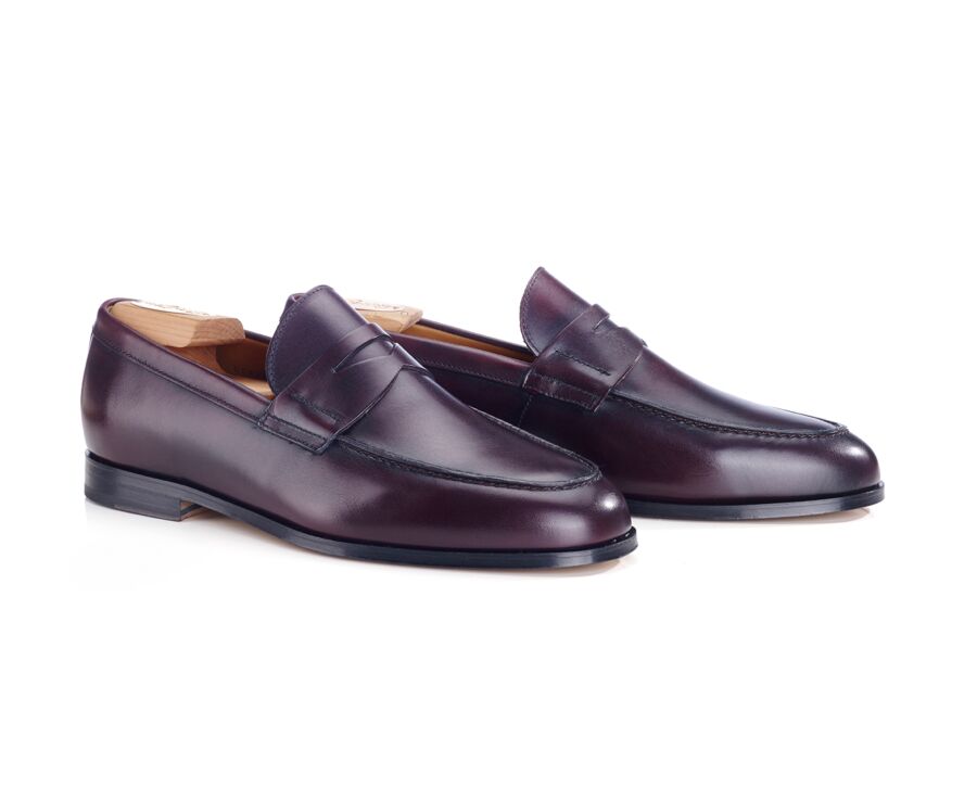 Mocassin pour Homme cuir Bordeaux Patiné - DERYBROOK