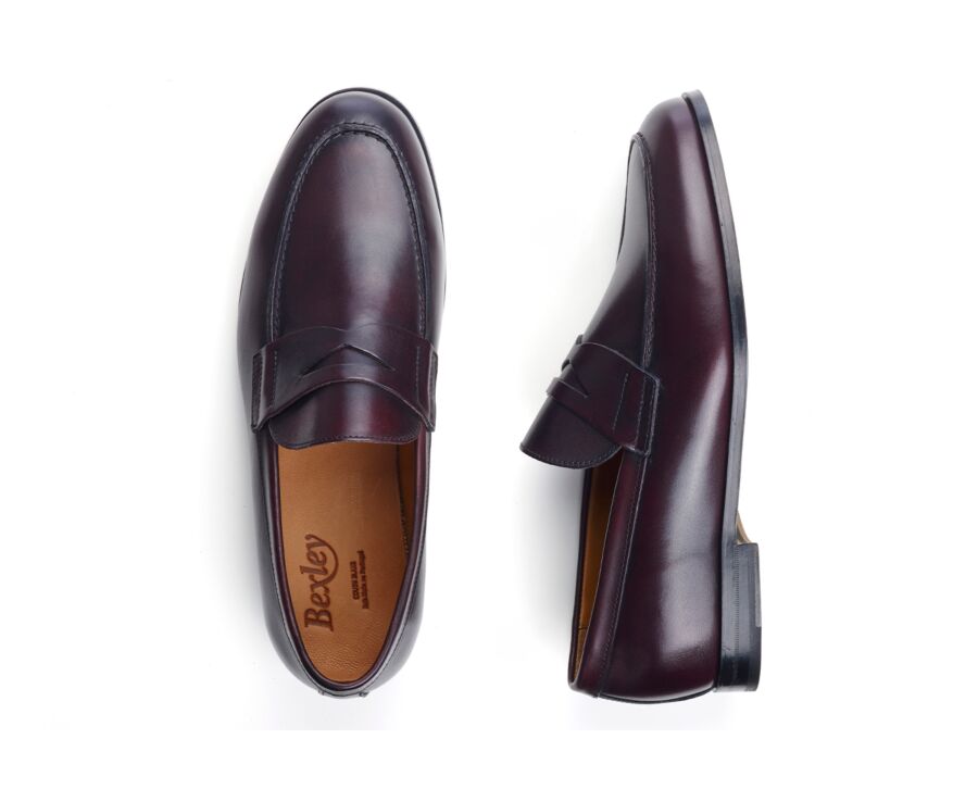 Mocassin pour Homme cuir Bordeaux Patiné - DERYBROOK