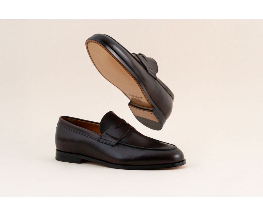 Mocassin pour Homme cuir Bordeaux Patiné - DERYBROOK