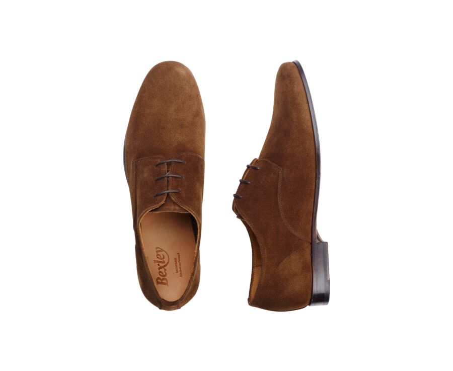 Derbies homme Velours Havane semelle cuir - BISHTON