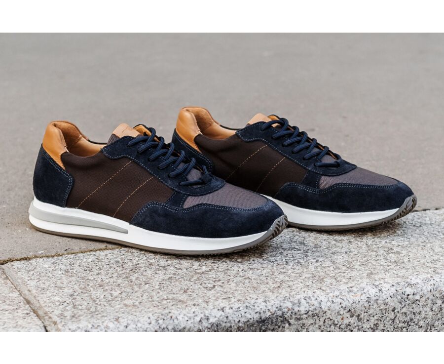 Sneakers homme Chocolat et Velours Marine - NIRRANDA II