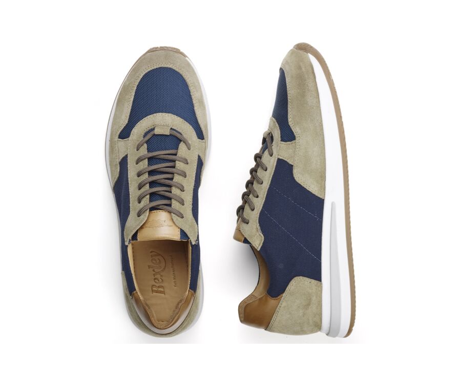 Sneakers homme Navy et velours kaki - NIRRANDA II